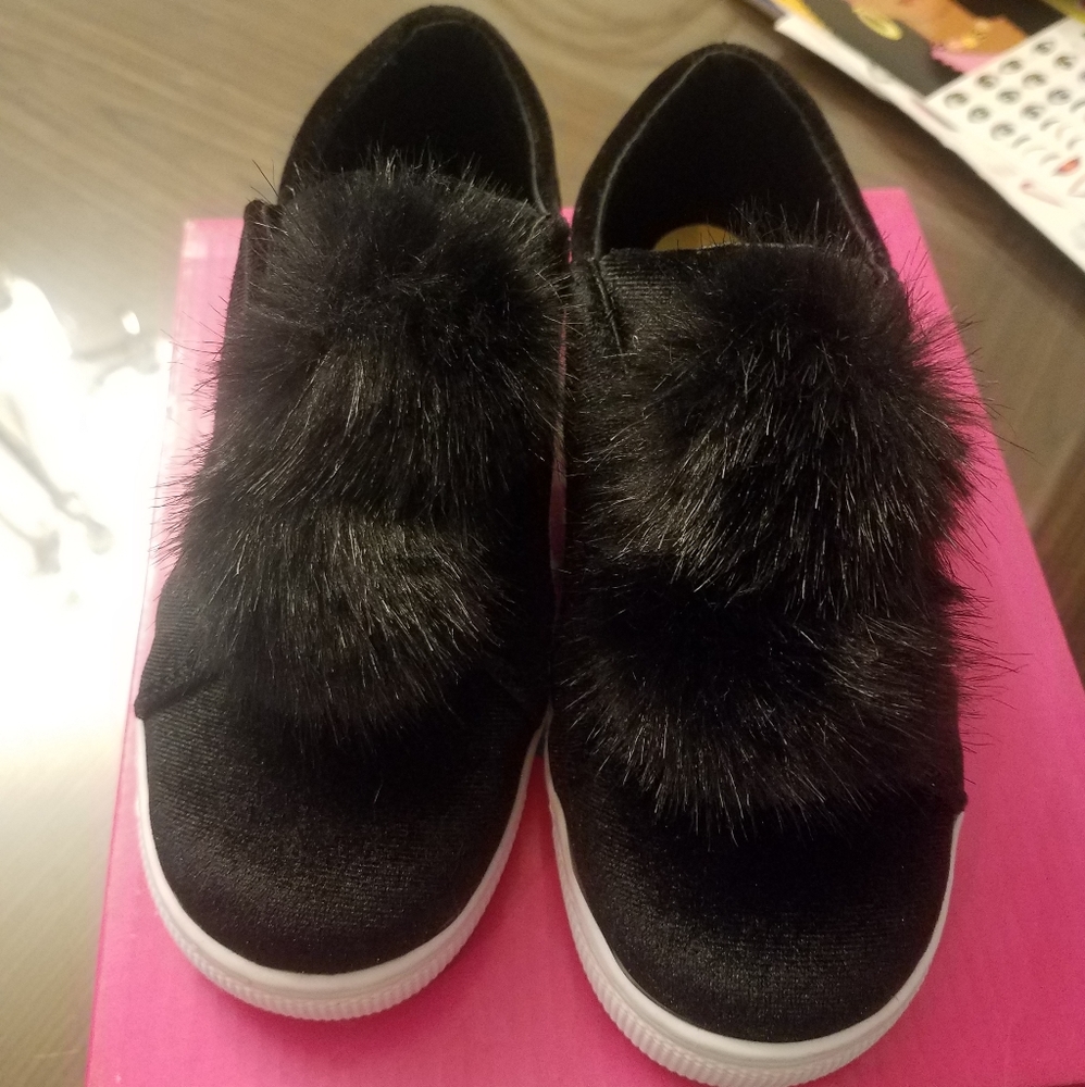 Rampage Velvet Slip-on Pom Pom Sneakers